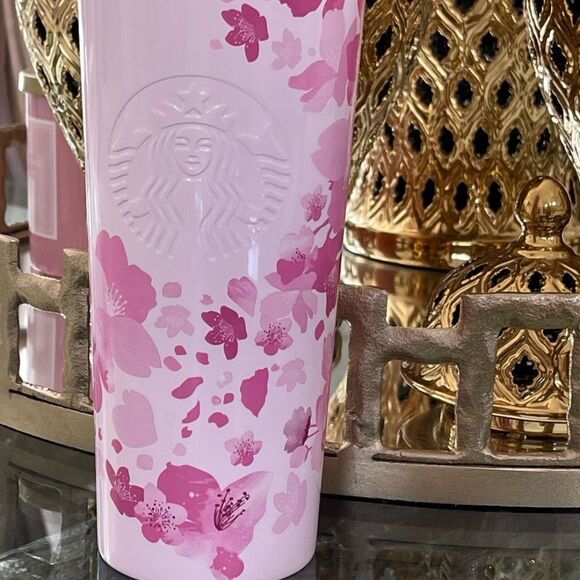 2022 Starbucks Mexico Pink Cherry Blossom Stainless Steel Cold Cup 24oz - Picture 4 of 11